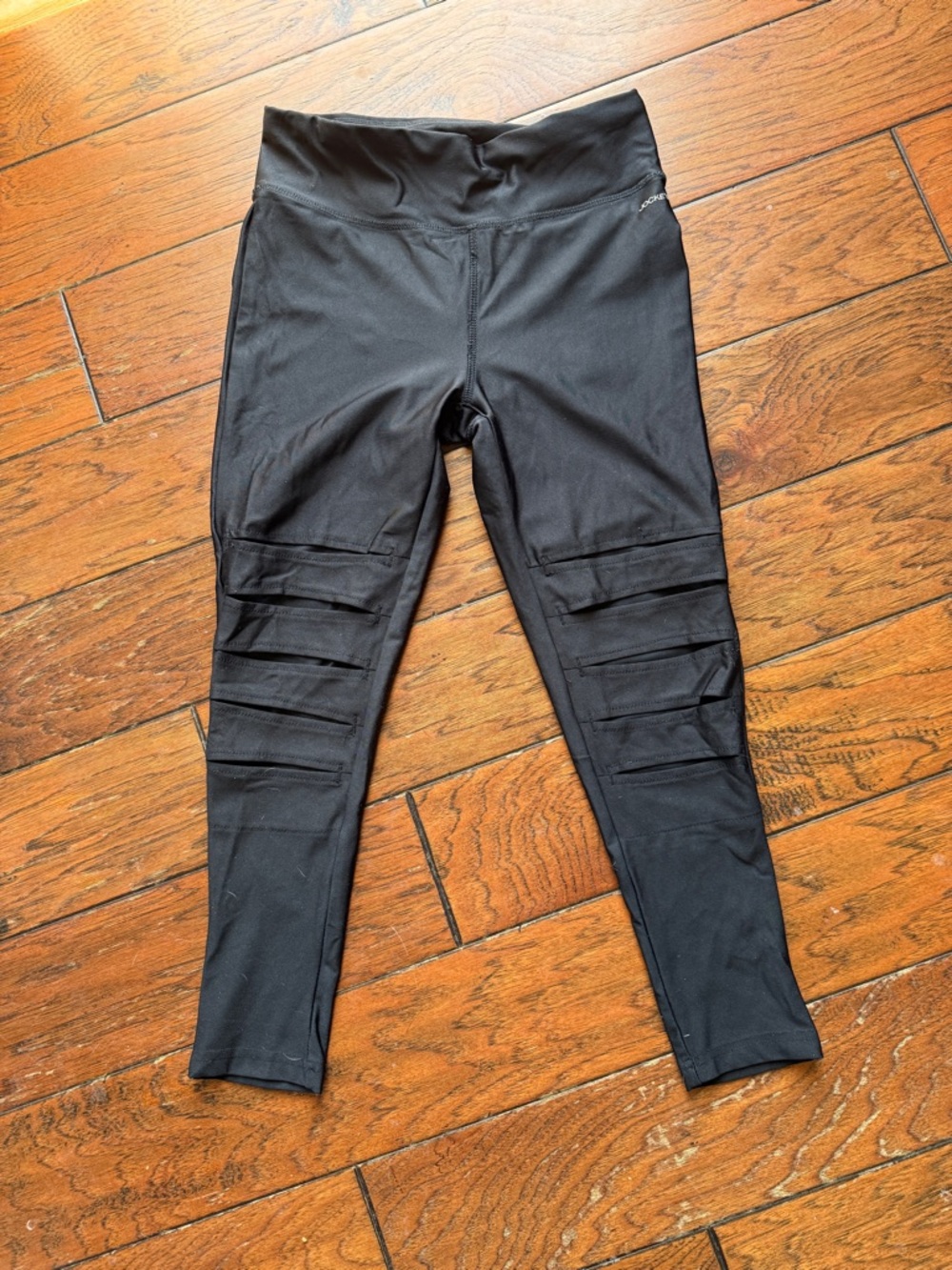 Jockey Black Ribbed Panel Kids Leggings